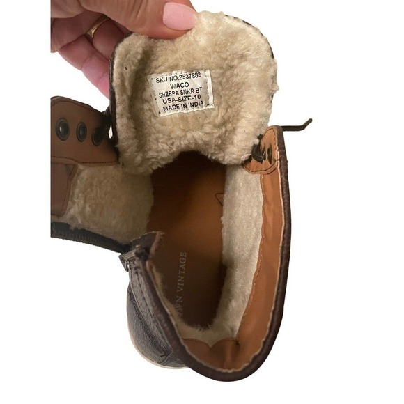 Crown Vintage NEW Brown Waco Sherpa Side Zip Lace Up Sneaker Boot Men's 10 - Picture 3 of 9